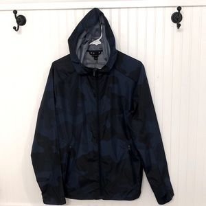 NEWblueCamoWINDBREAKER FullZip Pockets THUMBHOLES blue/black